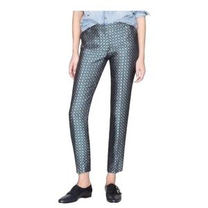 J. Crew Black and Blue Patterned Cropped Pants